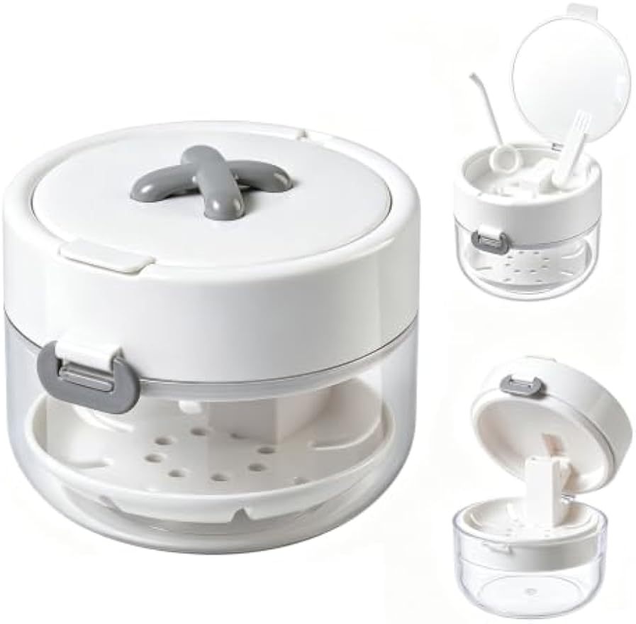 Retainer Cleaner Case, Retainer Case for Women Teen Girls, 3-in-1 Denture Bath Box with Leak Proof, Denture Bath Case with Mirror Cleaning Brush and Removal Tool (White)