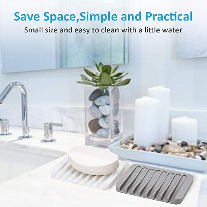 4PCS Self-Draining Silicone Bar Soap Dish and Holders for Shower | Easy Clean, Can Extend Soap Life, Premium Sponge Holder for Sink, Kitchen, Bathroom, or Counter, Soap Tray for Shower