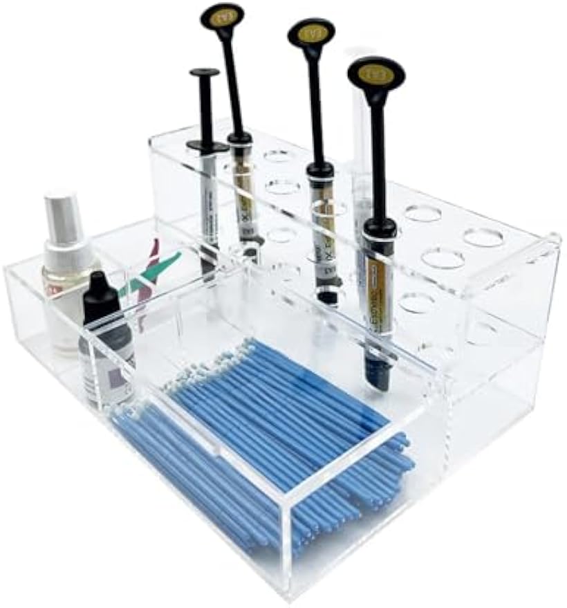 Dental Syringe Acrylic Organizer, YOUYA DENTAL Multi-Function Acrylic Dental Composite Organizer Transparent Resin Holder Applicator for Resin Adhesive Syringes Brush Dispenser Placement Rack (Medium)