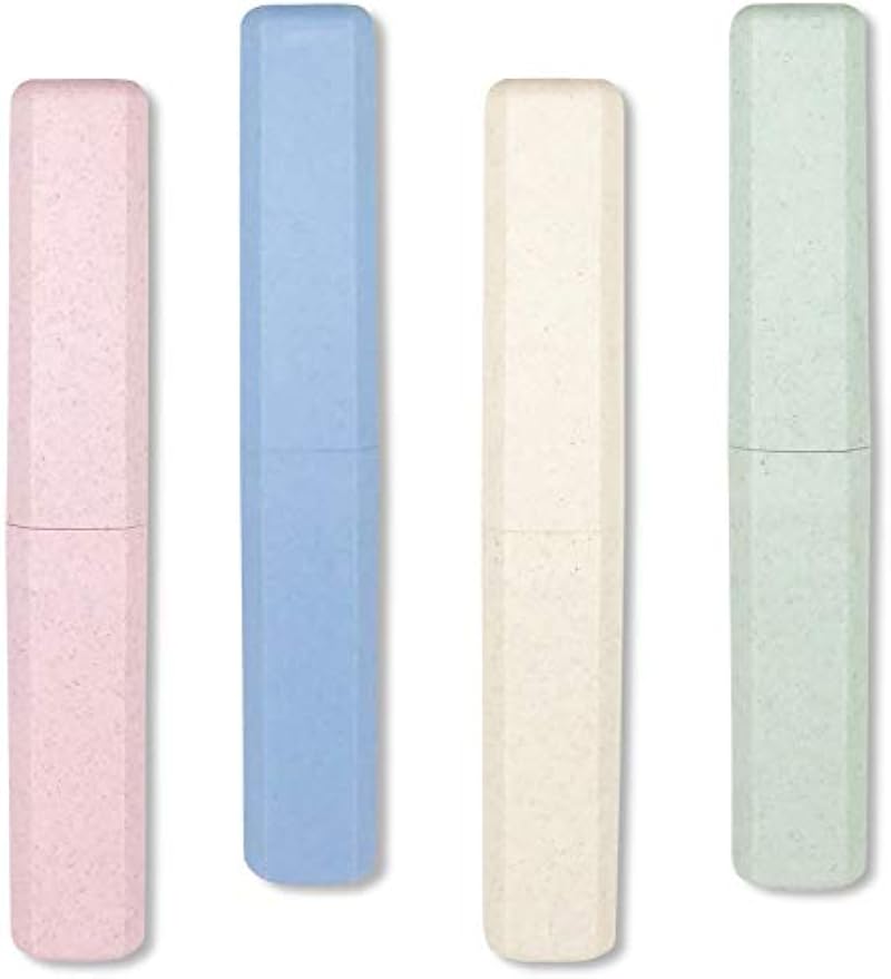 Mulbozy 4 Packs Portable Travel Toothbrush Case, Breathable Plastic Toothbrush Holder for Home, Travel, Business, Camping, School
