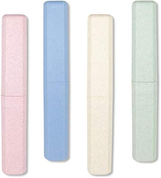 Mulbozy 4 Packs Portable Travel Toothbrush Case, Breathable Plastic Toothbrush Holder for Home, Travel, Business, Camping, School