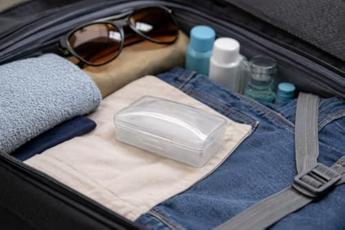 American Comb Travel Soap Box with lid - Clear White - Perfect for Traveling, Gym, or Storage. Made in The USA.