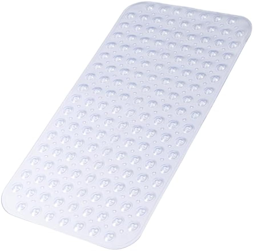 Bathtub and Shower Mats, 28 x 15 Inch Non-Slip Bath Mat, Machine Washable Bath Tub Mat with Suction Cups & Drain Holes for Bathroom, Beige