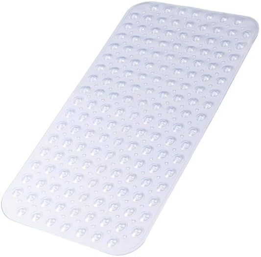 Bathtub and Shower Mats, 28 x 15 Inch Non-Slip Bath Mat, Machine Washable Bath Tub Mat with Suction Cups & Drain Holes for Bathroom, Beige