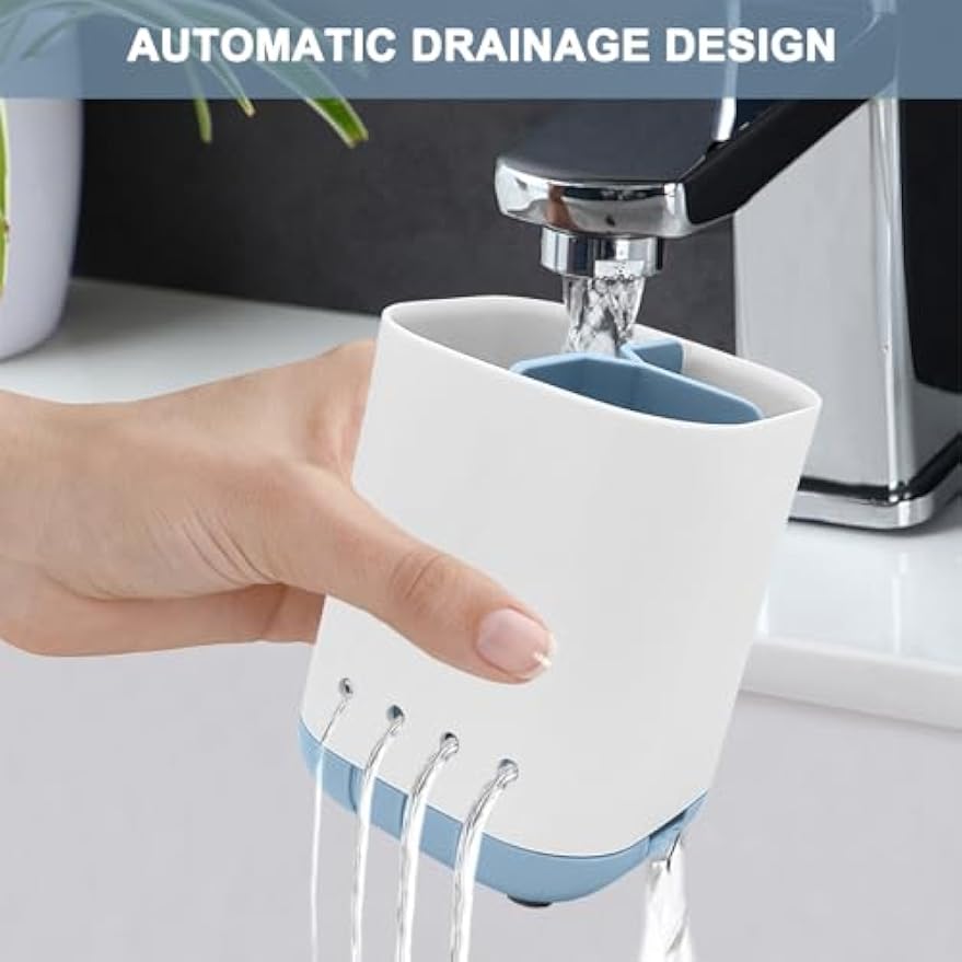 Toothbrush Holder for Bathroom,Plastic Detachable for Easy Cleaning Multi-Functional Storage,3 Slots Anti-Slip Electric Toothbrush and Toothpaste Organizer Caddy for Bathroom Vanity,Countertop (Blue)