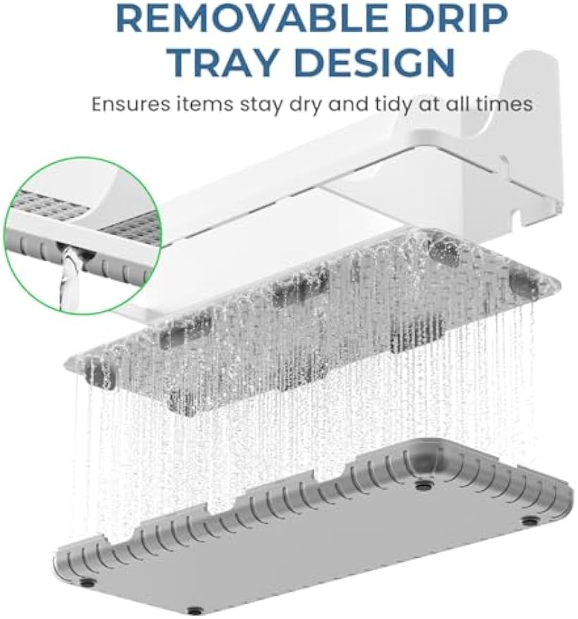 Bathroom Counter Organizers and Storage with 3 PCS Qtip Holder (White) | Easy To Clean, Drainage, Non-Slip, Detachable, 6 Slots Toothbrush Holders for Bathrooms