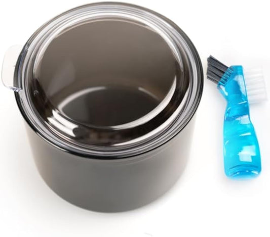Denture Case with Strainer Basket & Brush, Denture Bath Cup for Full & Partial Dentures, Retainer & Mouth Guard Storage, Denture Soaking Container, Dental Bath Holder -Black