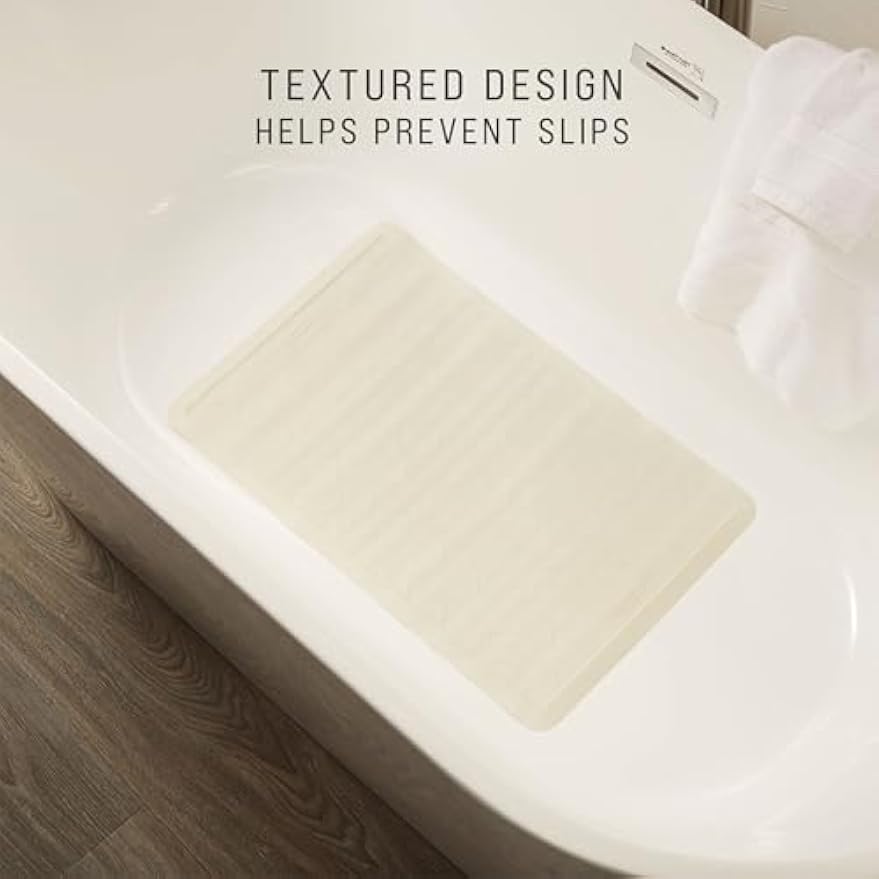 Rubbermaid Commercial Products Safti-Grip Bath Mat, Medium, White, Suction-Backed, Non-Slip for Commercial/Residential Use for Shower Stall/Bathtub/Bathroom