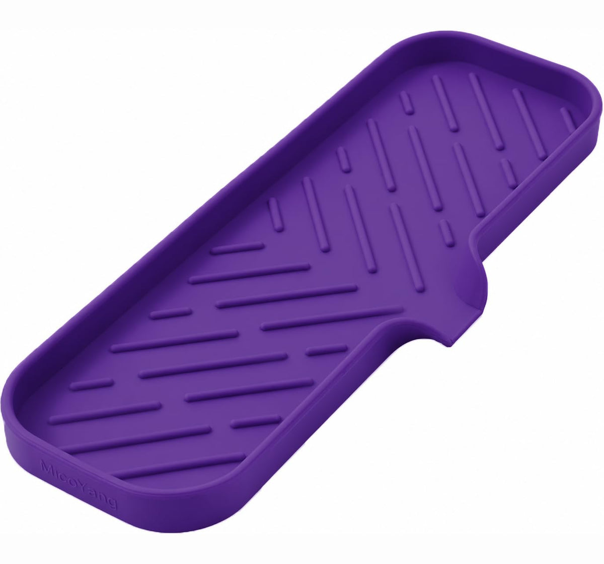 MicoYang Silicone Soap Dish with Drain Spout, Self-Draining Sink Organizer Tray for Bathroom and Kitchen, Sponges, Dispensers and Soap Holder, Non-Slip and Dishwasher Safe, Black (Compact, 4.9"×3.2")