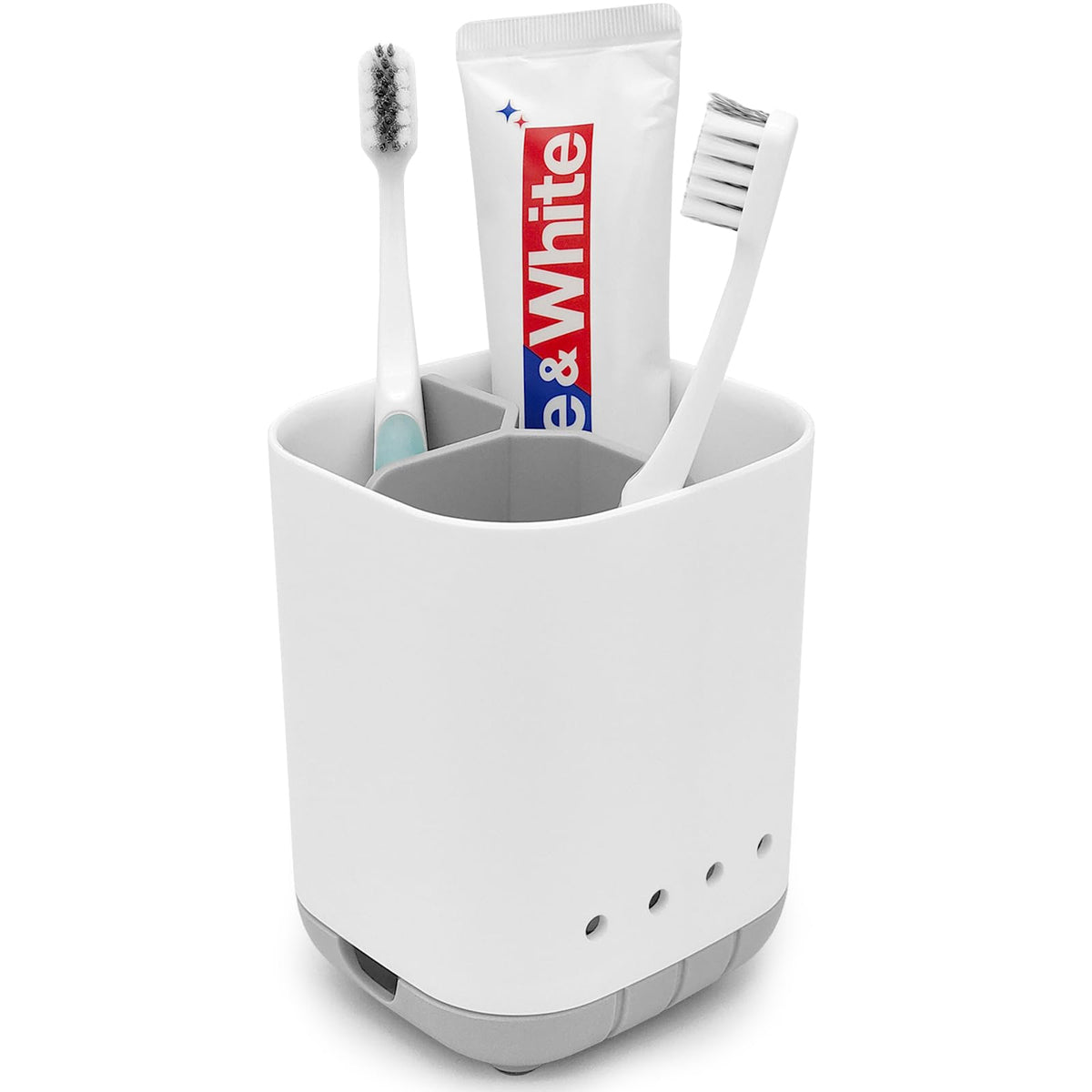 Toothbrush Holder for Bathroom,Plastic Detachable for Easy Cleaning Multi-Functional Storage,3 Slots Anti-Slip Electric Toothbrush and Toothpaste Organizer Caddy for Bathroom Vanity,Countertop (Blue)