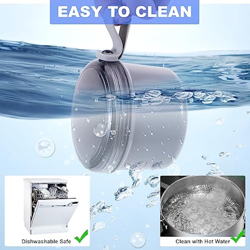 Denture Case, Leakproof Denture Soaking & Retainer Cleaning Container Cup | Durable, With Strainer Basket for Cleaning Full & Partial Dentures, Retainer, Mouthguard, Kit: Denture Cleaner Brush - Grey
