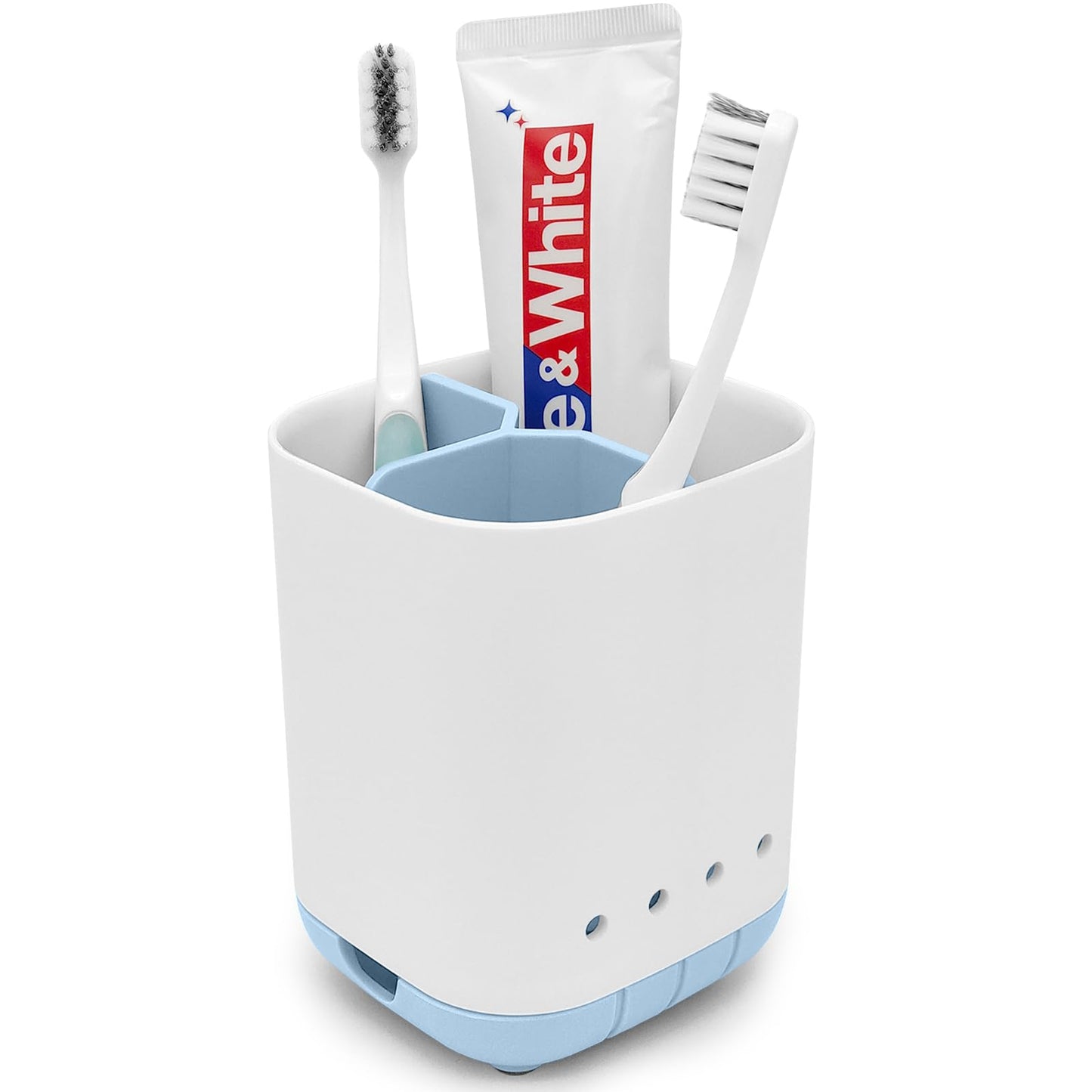 Toothbrush Holder for Bathroom,Plastic Detachable for Easy Cleaning Multi-Functional Storage,3 Slots Anti-Slip Electric Toothbrush and Toothpaste Organizer Caddy for Bathroom Vanity,Countertop (Blue)