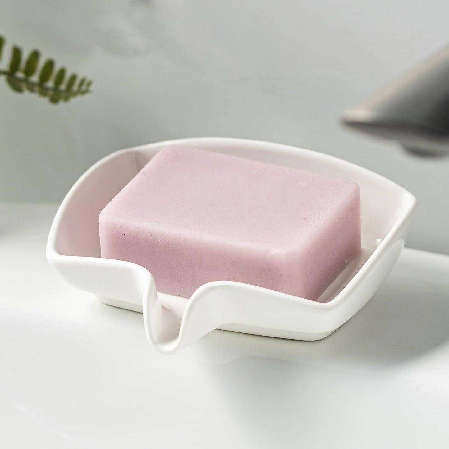 Zoeeker Ceramic Soap Dish, Self Draining Soap Holder Round Bar Soap Dish | Bar Soap Saver Soap Tray with Drainage for Shower Bathroom Kitchen Counter, Keep Soap Bar Dry, Easy to Clean, Blue and Green