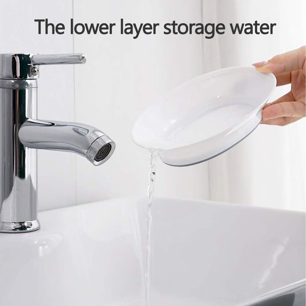 WYOK 2-Pack Soap Dish Plastic Soap Holder with Drainage for Shower (White) | Bar Soap Tray, Soap Case with Drain, Keep Soap Dry, Self Draining, Non-Slip, Easy Cleaning, For Bathroom Kitchen Sink