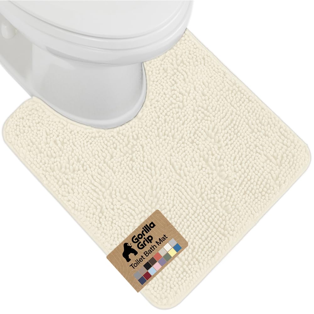 GORILLA GRIP Bath Rug Mat for Bathroom, Absorbent Chenille, 24x17 Gray | Soft Thick Quick Dry Microfiber Mats, Rubber Backing, Machine Washable Tub and Shower Floor Rugs, Home Decor Essentials