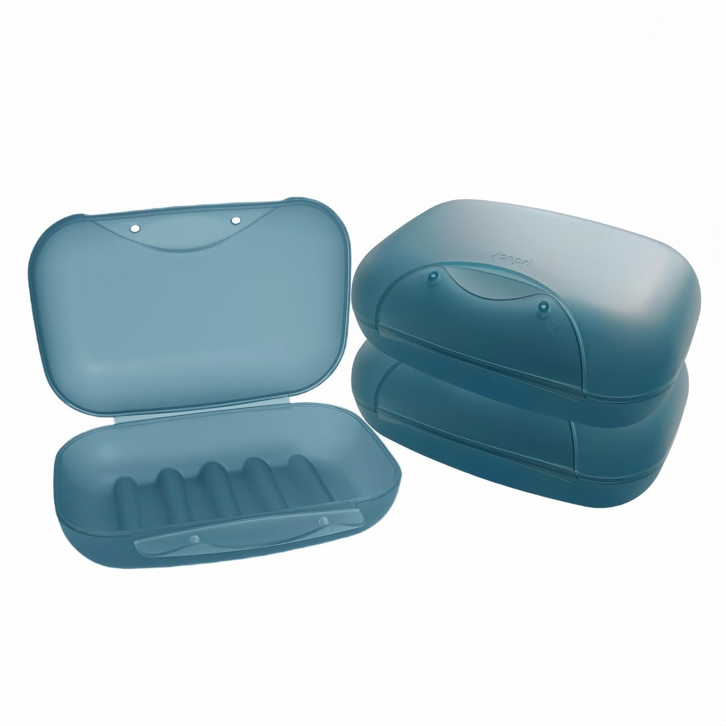 Soap Box Holder, 2-Pack Soap Dish Soap Savers Case Container for Bathroom Camping Gym Vonpri (Clear)