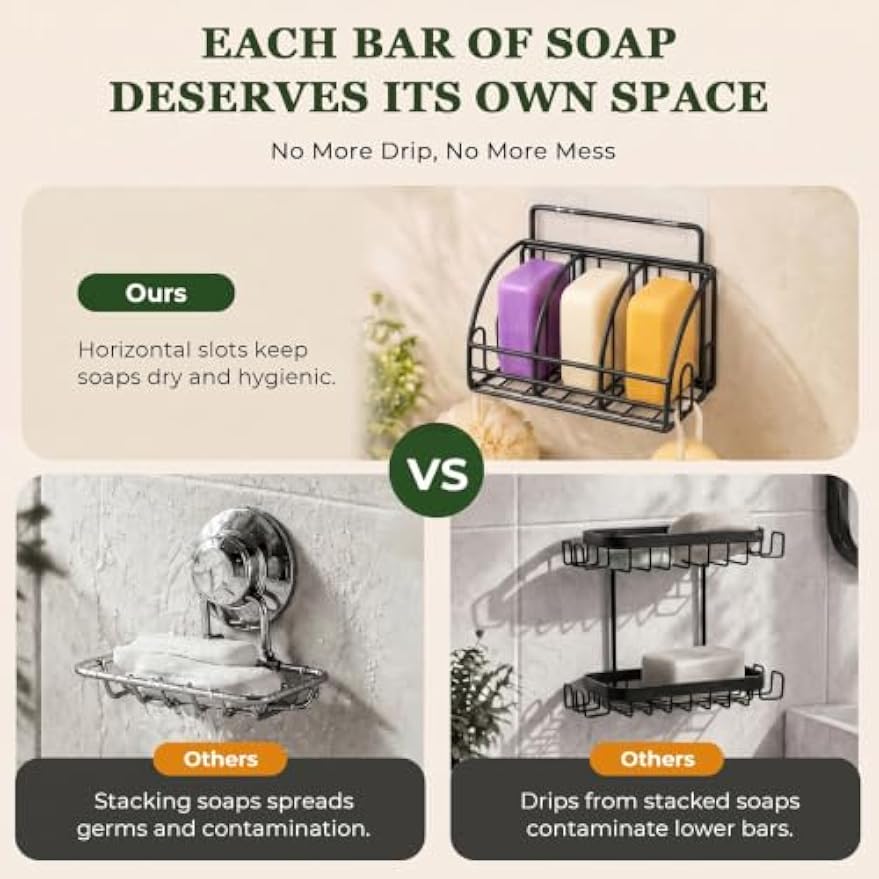 Soap Dish Bar Soap Holder for Shower Sponge Holder for Kitchen Sink Storage | Organizer for Bathroom Wall Sponge Holder for Kitchen Sink Kitchen Storage Accessories