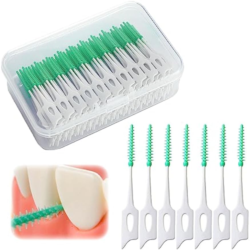 Ndzefan160PCS Portable Soft Silica Gel Toothpick Dental Floss Picks Soft Original Suitable for Oral Care of Adults and Childrens,Toothpick Brushes Teeth Cleaning Tool (Green)