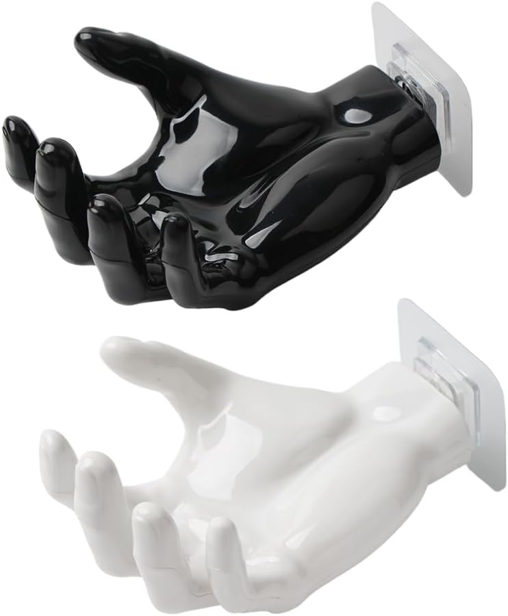Ximimark 2 pcs Hand Shaped Soap Holder, Wall Mounted Strong Adhesive Hook for Home Storage of Keys and Earphones, Punch-Free Traceless Soap Storage Rack, Bathroom Accessories