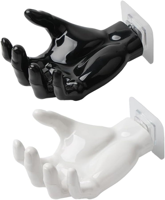 Ximimark 2 pcs Hand Shaped Soap Holder, Wall Mounted Strong Adhesive Hook for Home Storage of Keys and Earphones, Punch-Free Traceless Soap Storage Rack, Bathroom Accessories