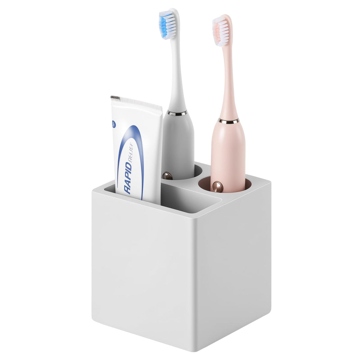 Luxspire Toothbrush Holder, 3 Slots, Marble White | Diatomite, Fast Drying, Toothbrush Holders for Bathroom, Toothbrush and Toothpaste Holder for Countertop