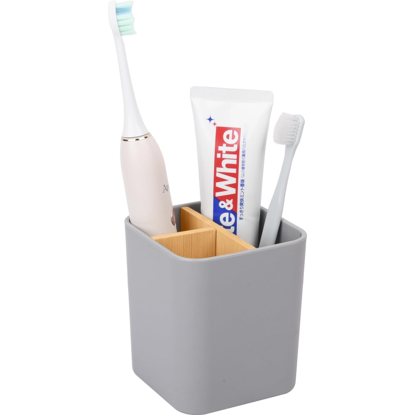 Bamboo Toothbrush Holder for Bathrooms Toothpaste Organizer - Black | Detachable Inserts, 3 Slots, Bathroom Counter Organizer, for Kids Electric Toothbrushes, Floss, Razors