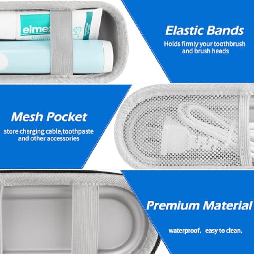 Toothbrush Travel Case for Oral B/Oral-B Pro 1000 1500 5000 7000 & Philips Sonicare 4100 1100 5300 5100 6100/iO Electric Toothbrush, Hard Protective Storage Bag (Black)