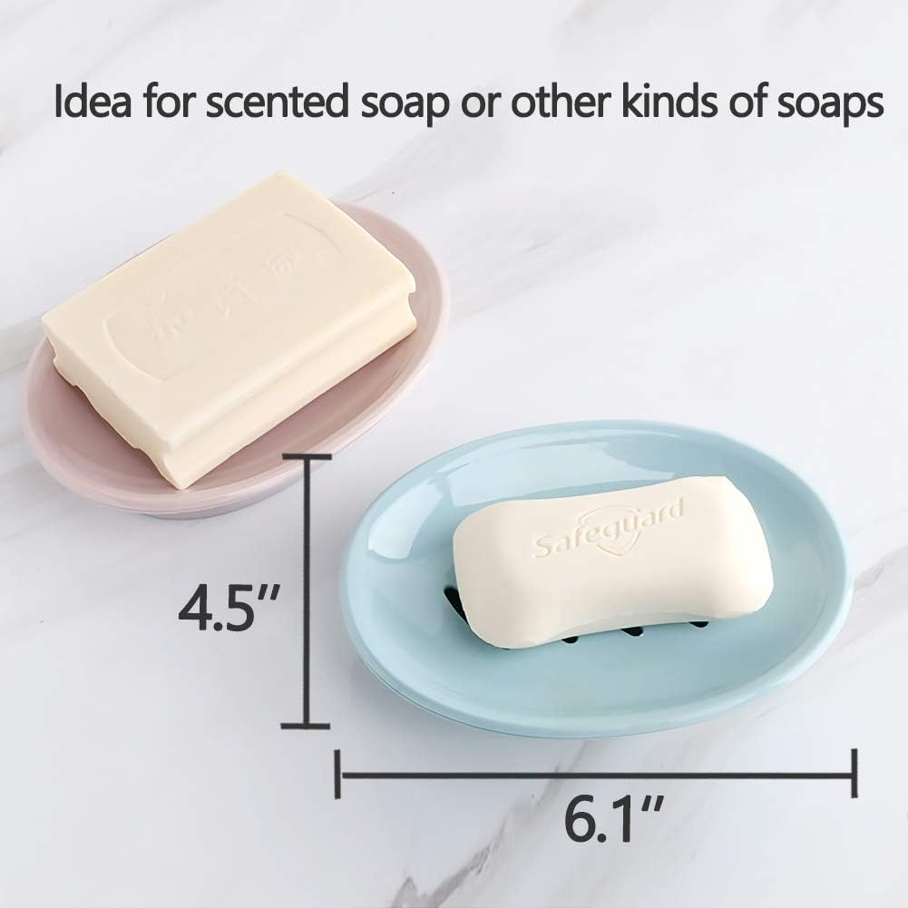 WYOK 2-Pack Soap Dish Plastic Soap Holder with Drainage for Shower (White) | Bar Soap Tray, Soap Case with Drain, Keep Soap Dry, Self Draining, Non-Slip, Easy Cleaning, For Bathroom Kitchen Sink