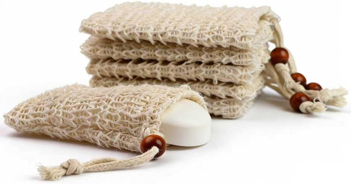 6-Pack Sisal Soap Bag, Exfoliating Soap Bar Bag, Soap Savers for Bar Soap | Soap Bags for Soap Bars, Bar Soap Pouch for Shower, Gym & Travel Soap Pouch Loofah Bag, Fits Handmade Bars & Soap Scraps