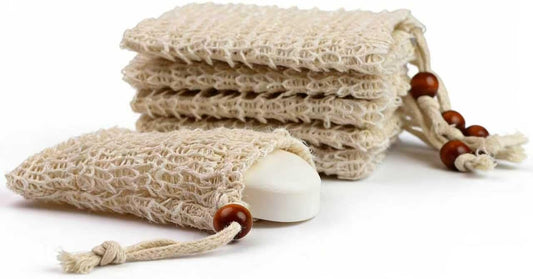 6-Pack Sisal Soap Bag, Exfoliating Soap Bar Bag, Soap Savers for Bar Soap | Soap Bags for Soap Bars, Bar Soap Pouch for Shower, Gym & Travel Soap Pouch Loofah Bag, Fits Handmade Bars & Soap Scraps