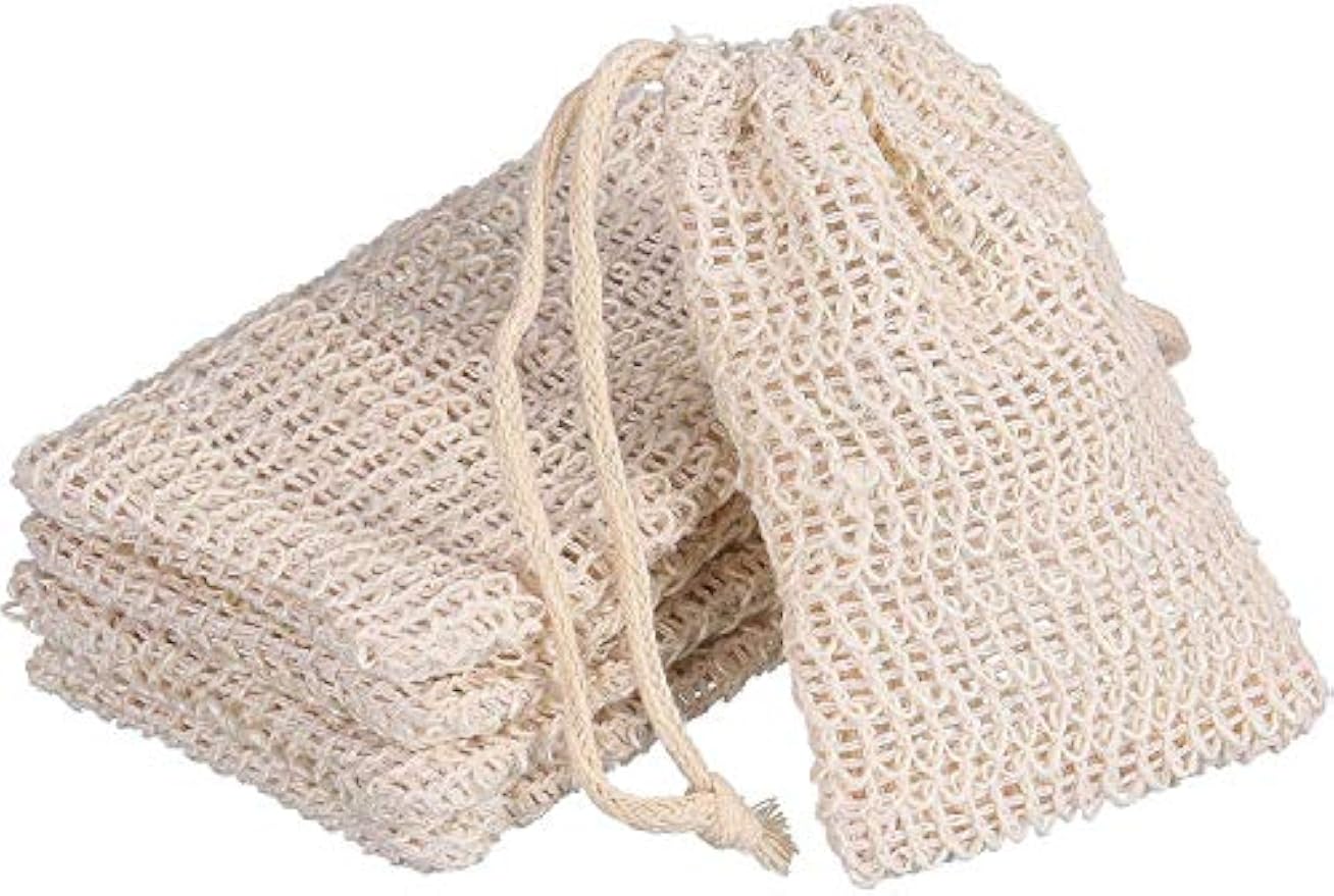 BBTO 5 Pieces Soap Saver Bag Cotton Linen Exfoliating Soap Pouch for Foaming and Drying, Shower, Scrubber(9 x 14 cm,Beige) | Soap Saver Bag, Soaps Exfoliating Pouch, Soaps Sock