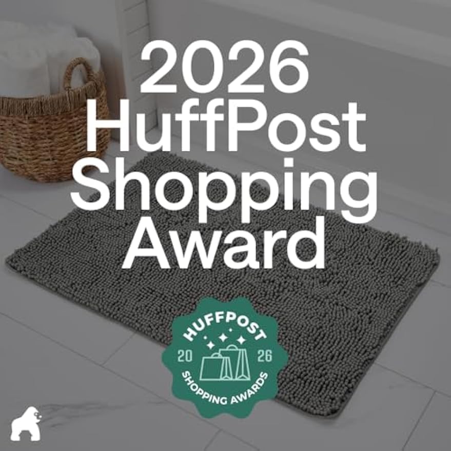 GORILLA GRIP Bath Rug Mat for Bathroom, Absorbent Chenille, 24x17 Gray | Soft Thick Quick Dry Microfiber Mats, Rubber Backing, Machine Washable Tub and Shower Floor Rugs, Home Decor Essentials