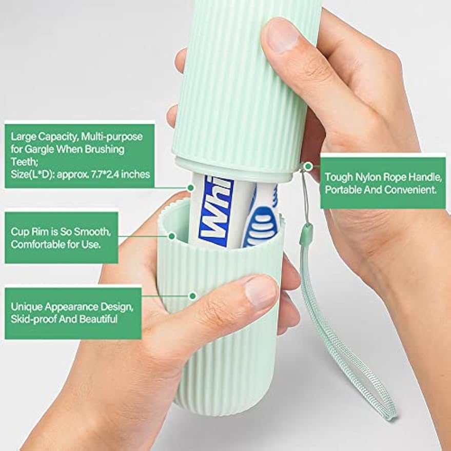 Anbbas 2pcs Denture Brush with Portable Toothbrush Cup for Oral Appliance | Double Bristle Dental Cleaning Care Brush
