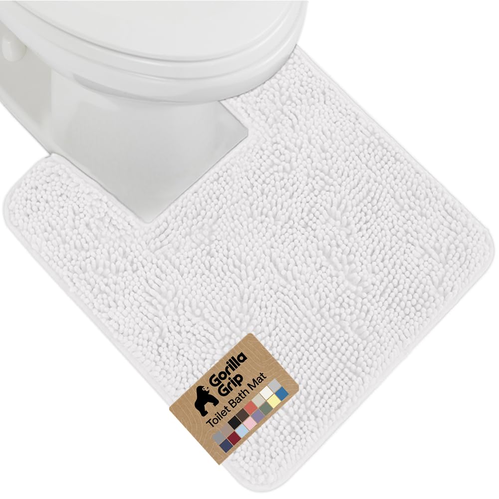 GORILLA GRIP Bath Rug Mat for Bathroom, Absorbent Chenille, 24x17 Gray | Soft Thick Quick Dry Microfiber Mats, Rubber Backing, Machine Washable Tub and Shower Floor Rugs, Home Decor Essentials