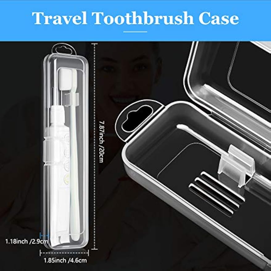 Patelai 2 Pack Toothbrush Case Container for Travel, Clear Portable Holder | Portable Toothbrush Travel Organizer, Fits Toothbrush and Toothpaste, Hard Plastic, Snap Closure, 2 Pack Clear Box