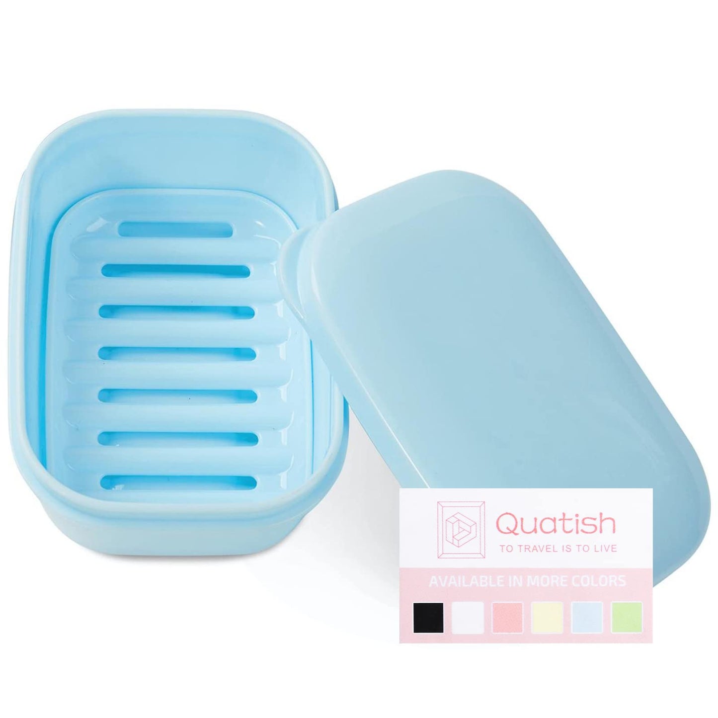 Quatish Leakproof Soap Dish with Lid & Draining Layer, Shatterproof Travel Bar Soap Holder Case Container, Portable Travel Size Toiletries Essentials for Camping, Gym, Bathroom, Beige
