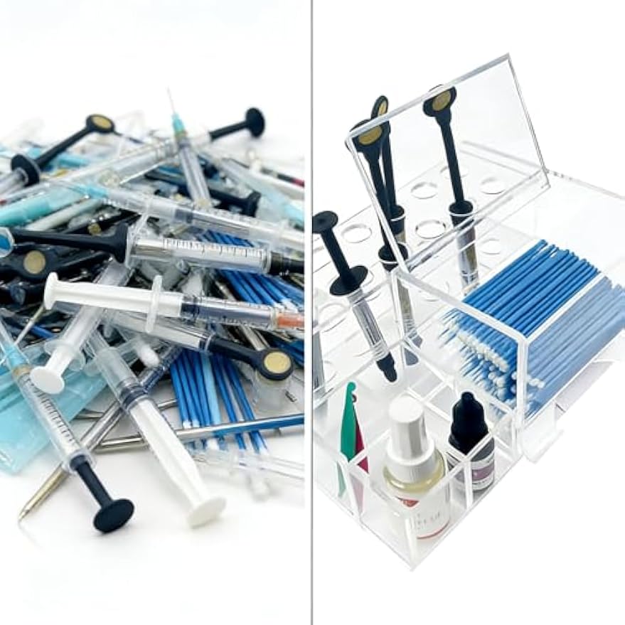 Dental Syringe Acrylic Organizer, YOUYA DENTAL Multi-Function Acrylic Dental Composite Organizer Transparent Resin Holder Applicator for Resin Adhesive Syringes Brush Dispenser Placement Rack (Medium)