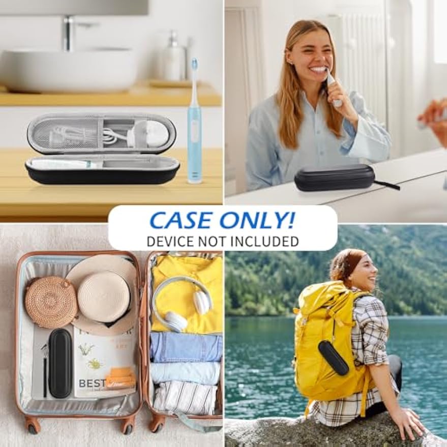 Toothbrush Travel Case for Oral B/Oral-B Pro 1000 1500 5000 7000 & Philips Sonicare 4100 1100 5300 5100 6100/iO Electric Toothbrush, Hard Protective Storage Bag (Black)