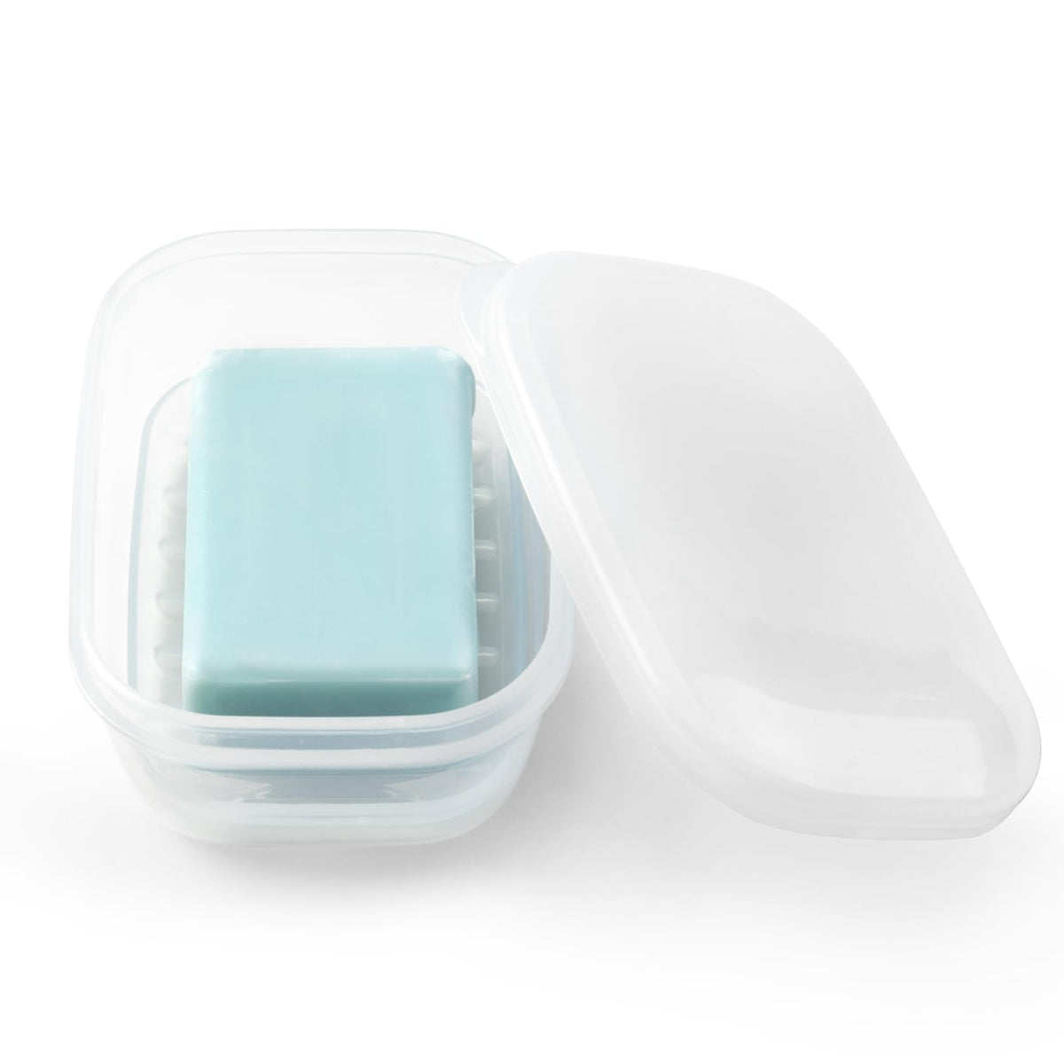 Quatish Leakproof Soap Dish with Lid & Draining Layer, Shatterproof Travel Bar Soap Holder Case Container, Portable Travel Size Toiletries Essentials for Camping, Gym, Bathroom, Beige