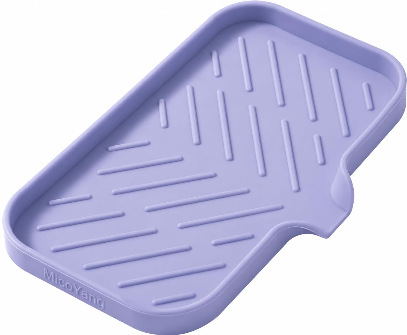 MicoYang Silicone Soap Dish with Drain Spout, Self-Draining Sink Organizer Tray for Bathroom and Kitchen, Sponges, Dispensers and Soap Holder, Non-Slip and Dishwasher Safe, Black (Compact, 4.9"×3.2")