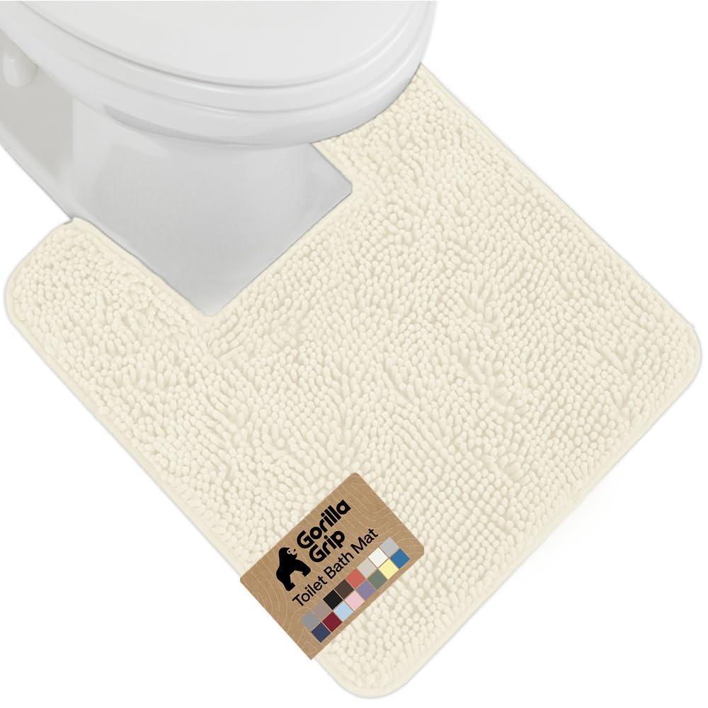 GORILLA GRIP Bath Rug Mat for Bathroom, Absorbent Chenille, 24x17 Gray | Soft Thick Quick Dry Microfiber Mats, Rubber Backing, Machine Washable Tub and Shower Floor Rugs, Home Decor Essentials