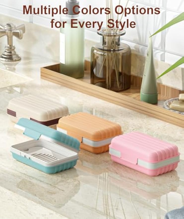 Quatish Leakproof Bar Soap Holder Dish with Lid for Shower, Portable 1 Pack Travel Soap Case Box for Gym, Camping, Hiking, Outdoor Use, Travel Size Toiletries Essentials, Keeps Soap Dry, Blue