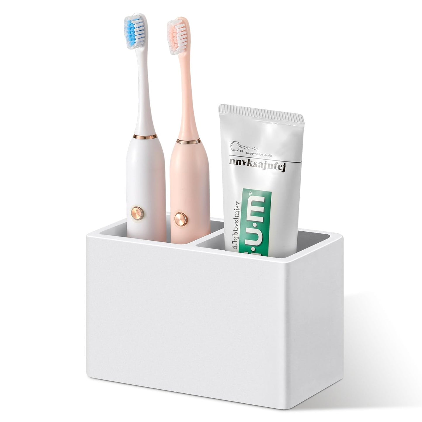 Luxspire Toothbrush Holder, 3 Slots, Marble White | Diatomite, Fast Drying, Toothbrush Holders for Bathroom, Toothbrush and Toothpaste Holder for Countertop