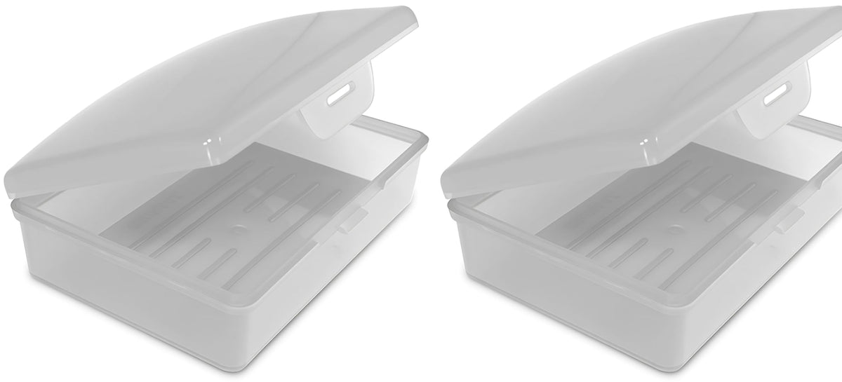 American Comb Travel Soap Box with lid - Clear White - Perfect for Traveling, Gym, or Storage. Made in The USA.