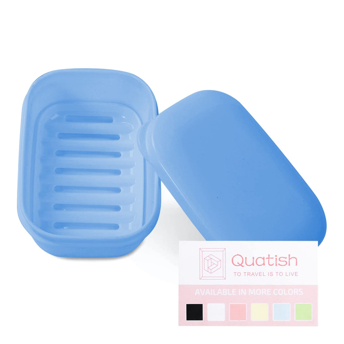 Quatish Leakproof Soap Dish with Lid & Draining Layer, Shatterproof Travel Bar Soap Holder Case Container, Portable Travel Size Toiletries Essentials for Camping, Gym, Bathroom, Beige