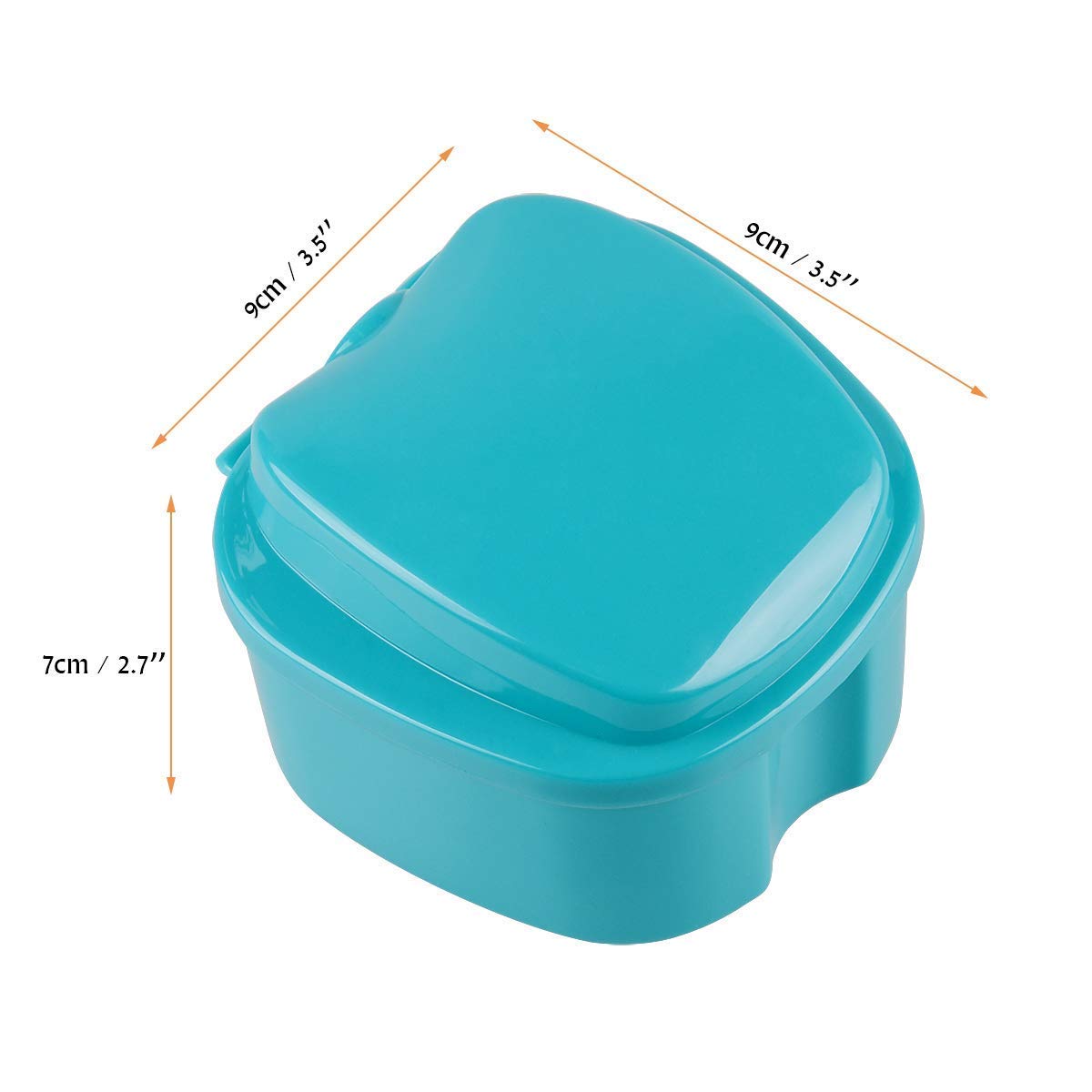 Coolrunner Denture Case, Denture Cup with Strainer, Denture Bath Box False | Teeth Storage Box with Basket Net Container Holder for Travel, Retainer Cleaning (Green)