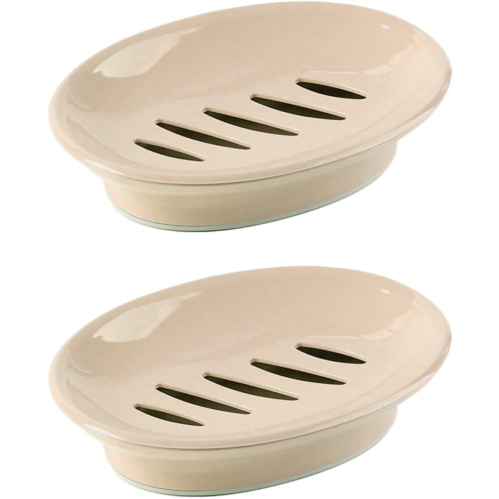 WYOK 2-Pack Soap Dish Plastic Soap Holder with Drainage for Shower (White) | Bar Soap Tray, Soap Case with Drain, Keep Soap Dry, Self Draining, Non-Slip, Easy Cleaning, For Bathroom Kitchen Sink