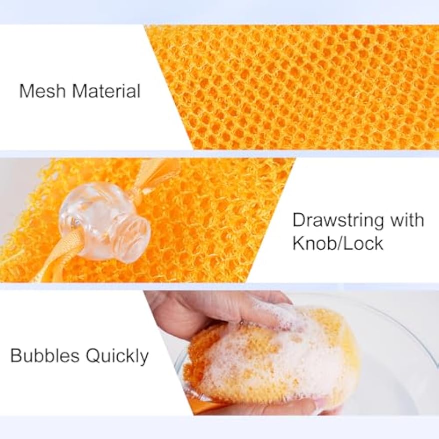 6 Pack Mesh Soap Bags for Soap Bars, Hangable Bar Soap Pouch, Soap Pouch for Shower with Drawstring Closure, Colorful Soap Saver Bag for Body Wash, 3.9 * 6 in