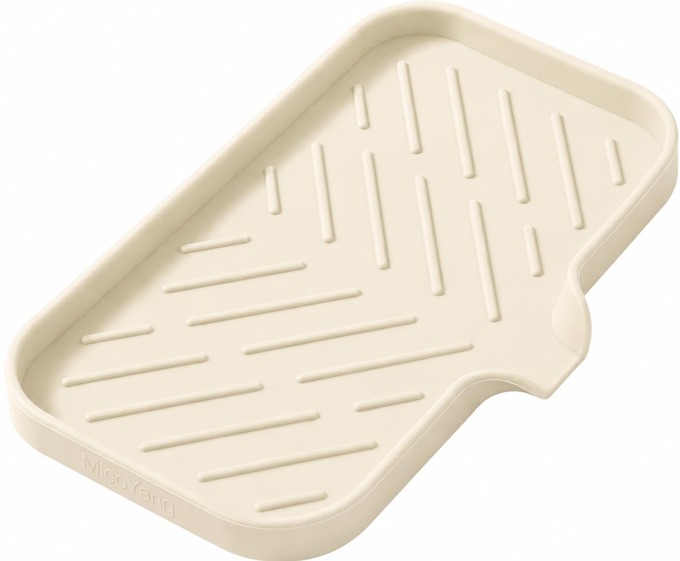 MicoYang Silicone Soap Dish with Drain Spout, Self-Draining Sink Organizer Tray for Bathroom and Kitchen, Sponges, Dispensers and Soap Holder, Non-Slip and Dishwasher Safe, Black (Compact, 4.9"×3.2")