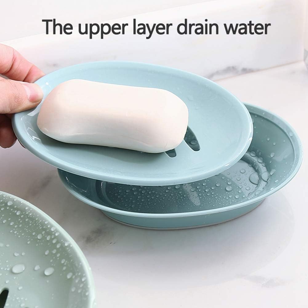 WYOK 2-Pack Soap Dish Plastic Soap Holder with Drainage for Shower (White) | Bar Soap Tray, Soap Case with Drain, Keep Soap Dry, Self Draining, Non-Slip, Easy Cleaning, For Bathroom Kitchen Sink